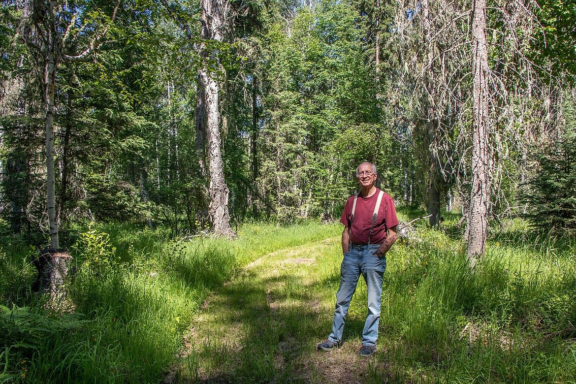Ed Goldberg stands on his property along the Swan River east of Bigfork on June 22, 2023. Goldberg just placed his 40 acres under a conservation easement. (Kate Heston/Daily Inter Lake)