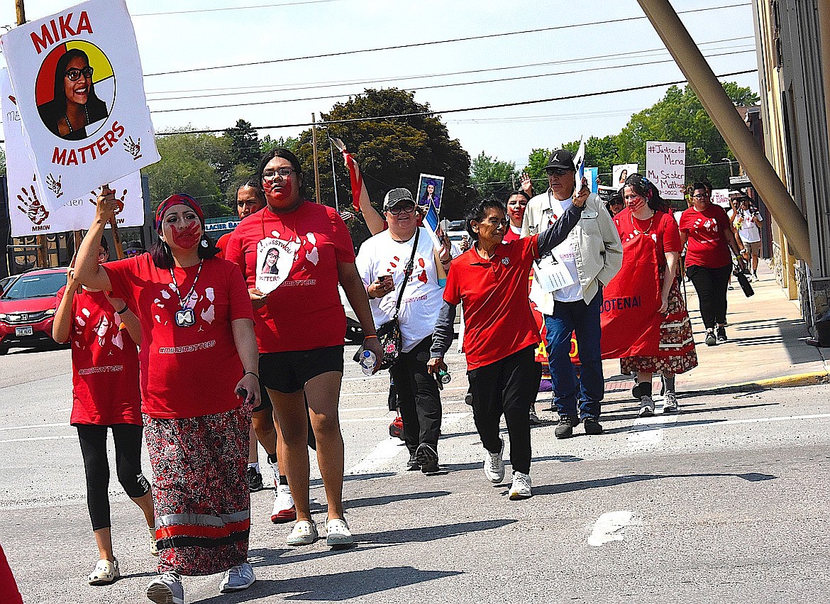 Participants in the Mika Matters protest walked from Arlee to the Lake County Courthouse June 13-16 to ask for justice for Mika Westwolf, who was killed in a hit-and-run on March 31. (Berl Tiskus/Leader)