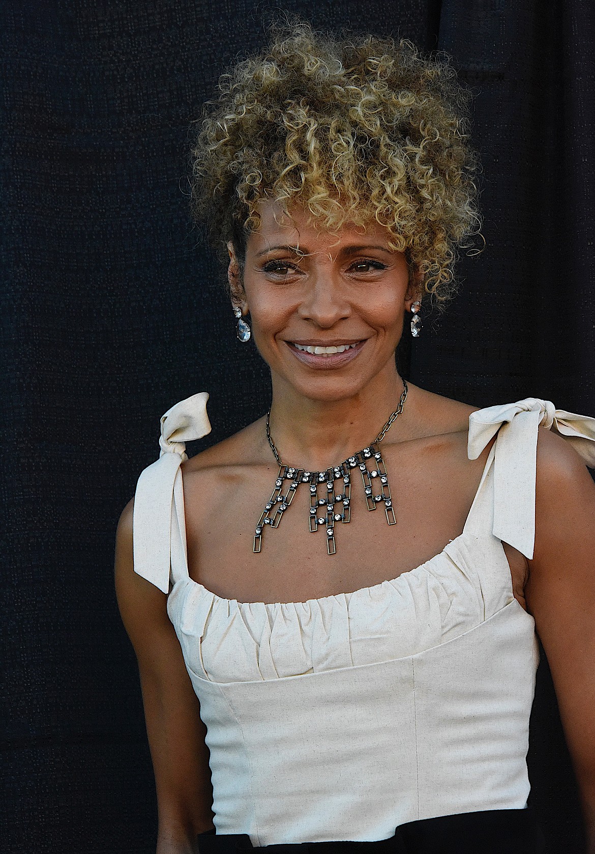 Michelle Hurd, who stars as Kat in "Somewhere in Montana," takes a turn on the red carpet. (Berl Tiskus/Leader)
