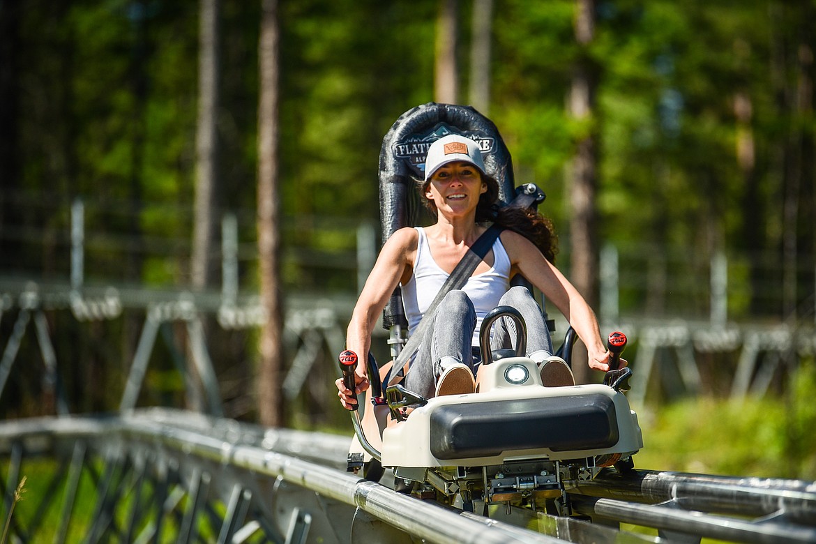 A patron rides on the Flathead Lake Alpine Coaster in Lakeside on Tuesday, June 27. (Casey Kreider/Daily Inter Lake)