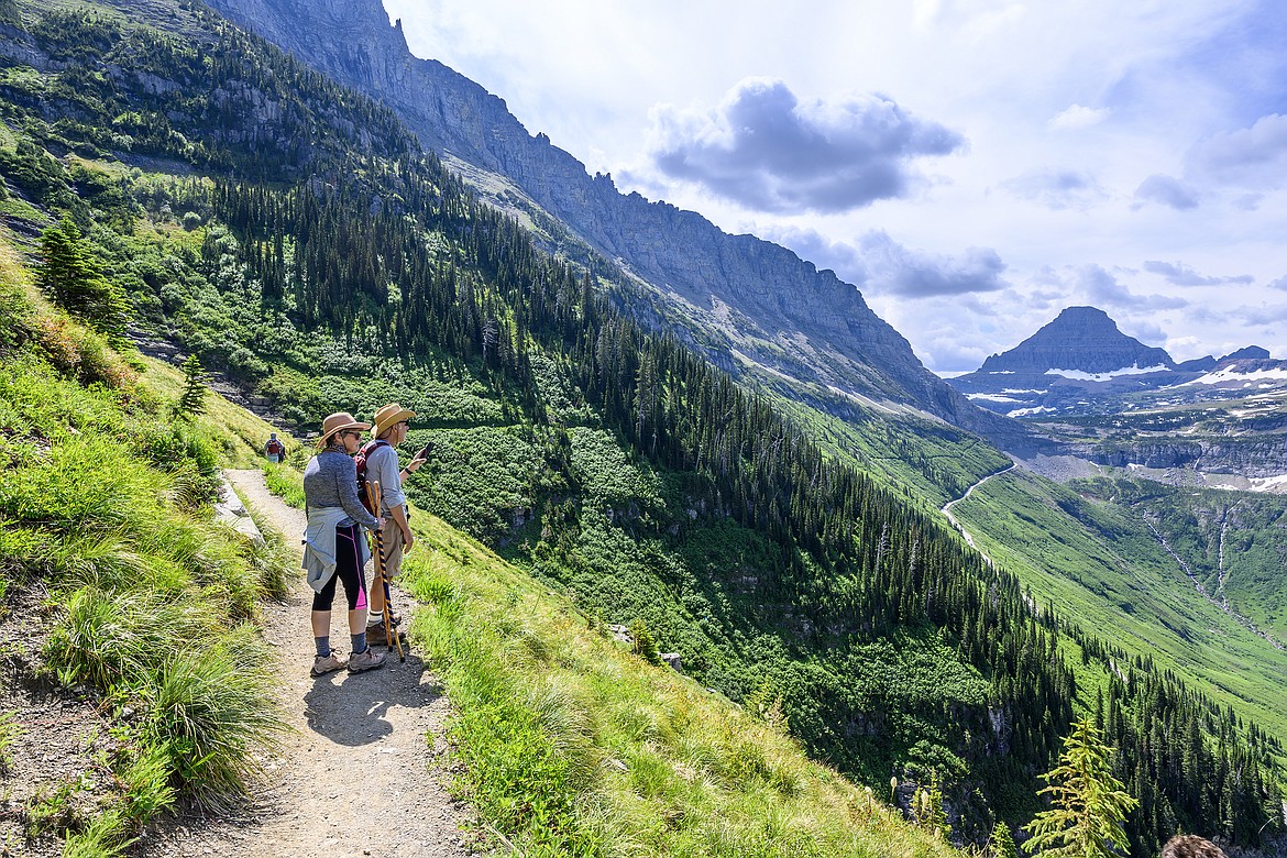 Hikers along the Highline Trail in Glacier National Park. (Chris Peterson/Hungry Horse News)