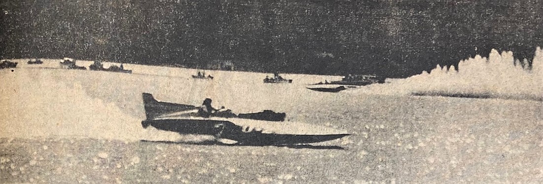 In an inaugural Diamond Cup, Maverick leads Miss Spokane (foreground) by a half-lap in the race finale.