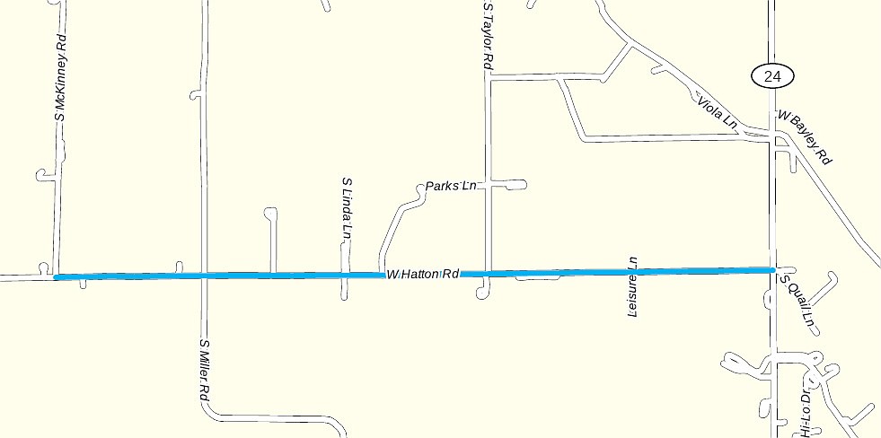 The Adams County Commissioners opened bidding on Tuesday for the Hatton Road Safety Project, which will renovate a section of West Hatton Road, highlighted in blue, and improve the road’s safety features.