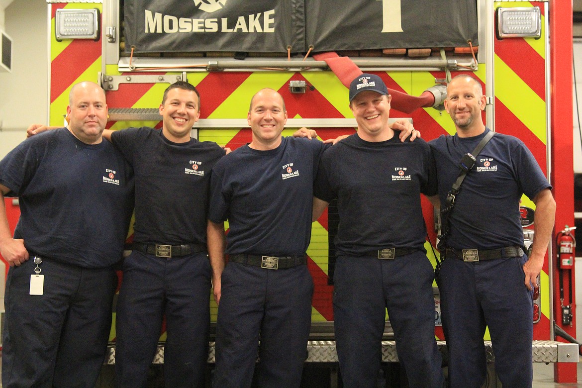 David Durfee, center, with his fellow firefighters on the Moses Lake Fire Department C shift in 2019.