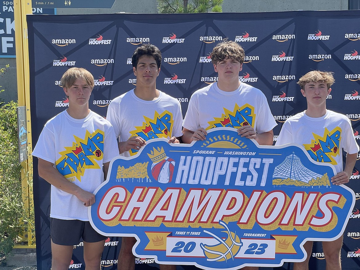 Courtesy photo
Droppin' Deuces of Post Falls won its 16-and-under boys competitive bracket at Hoopfest last weekend in Spokane. From left are Trenton McLean, Tyras Blake, Rey Johnston and Cobe Cameron.