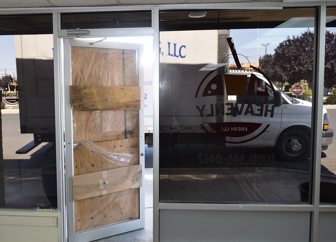 The unknown perpetrators of the robbery threw a rock through Heavenly Fresh’s front entrance sometime on the morning of June 14. The glass door featured a custom design that will have to be redone once the door itself is repaired.