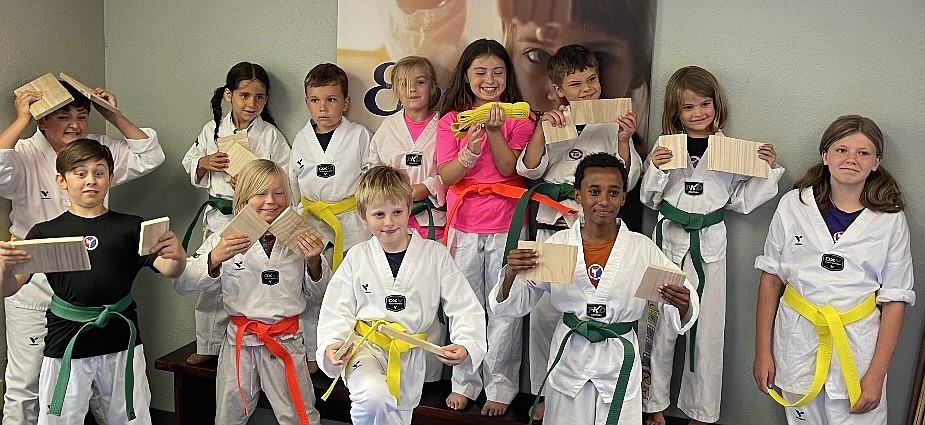 The Sandpoint Martial Arts beginner group after completing their belt testing. Front row (left to right): Lucas de Basilio, Ben Lekander, Desmond Long, Fetira Allshouse, Serenity Inman. Back row (left to right): Ethan Garza, Reece Elvira, Reese Erichsen, Charlie Manning, Malia Decker.