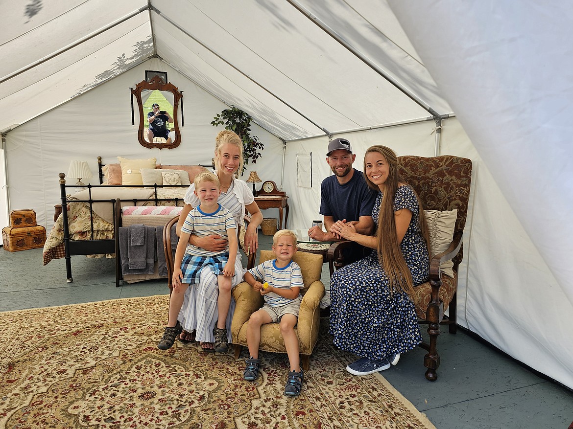 The Gaul family inside one of their large tents at their glamping business along the Flathead River near Paradise. From left, Heidi Gaul, Boaz, LeRoy, Bridger and Annie. (Chuck Bandel/VP-MI)