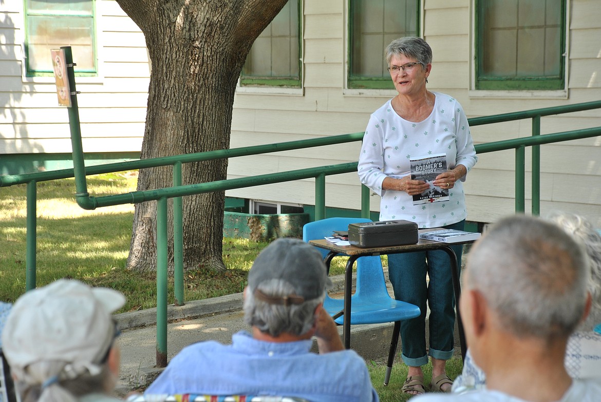 Kathryn McKinney Verley shared several examples of local tales and well known names that appeared in her book during her author meeting and reading on June 29. (Amy Quinlivan/Mineral Independent)