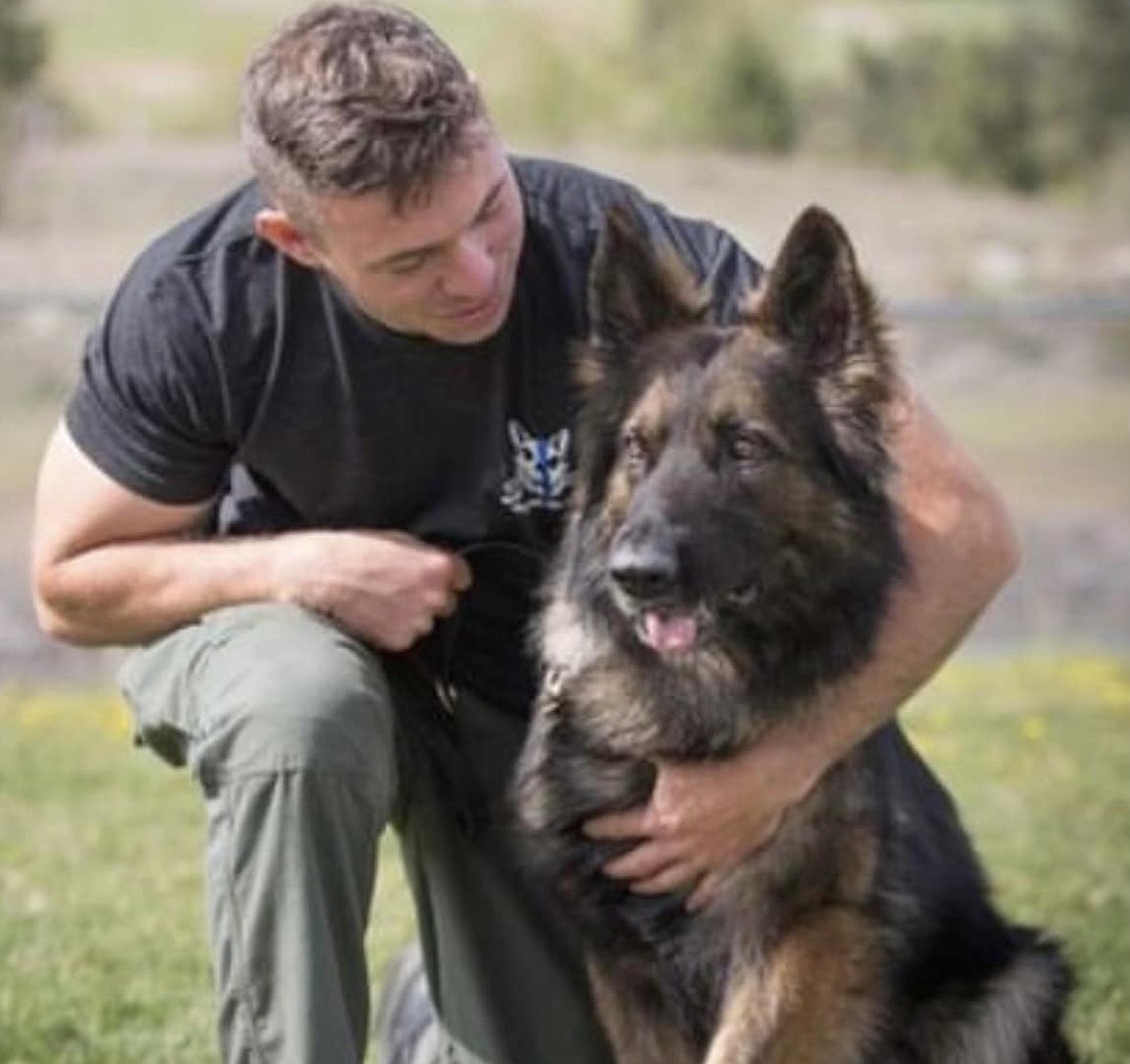 Grant County Sheriff’s Deputy K-9 Chewy, shown here with his bipedal counterpart Sgt. Nick Overland, celebrated his ninth birthday Friday, according to a social media post by the GCSO.