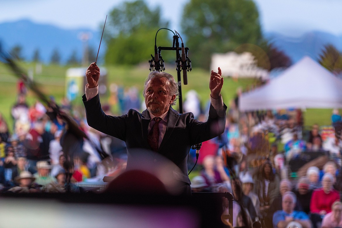 John Zoltek conducts the Glacier Symphony during Symphony Night at Rebecca Farm one of the valley's highlight summer events. (Photo provided by Glacier Symphony)