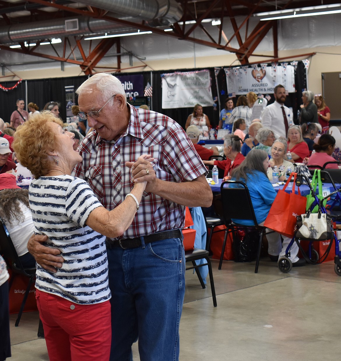 Barbara and Phil Dotson O’Neill dance to the sounds of the Rocky Ford Band at the Senior Picnic June 14.