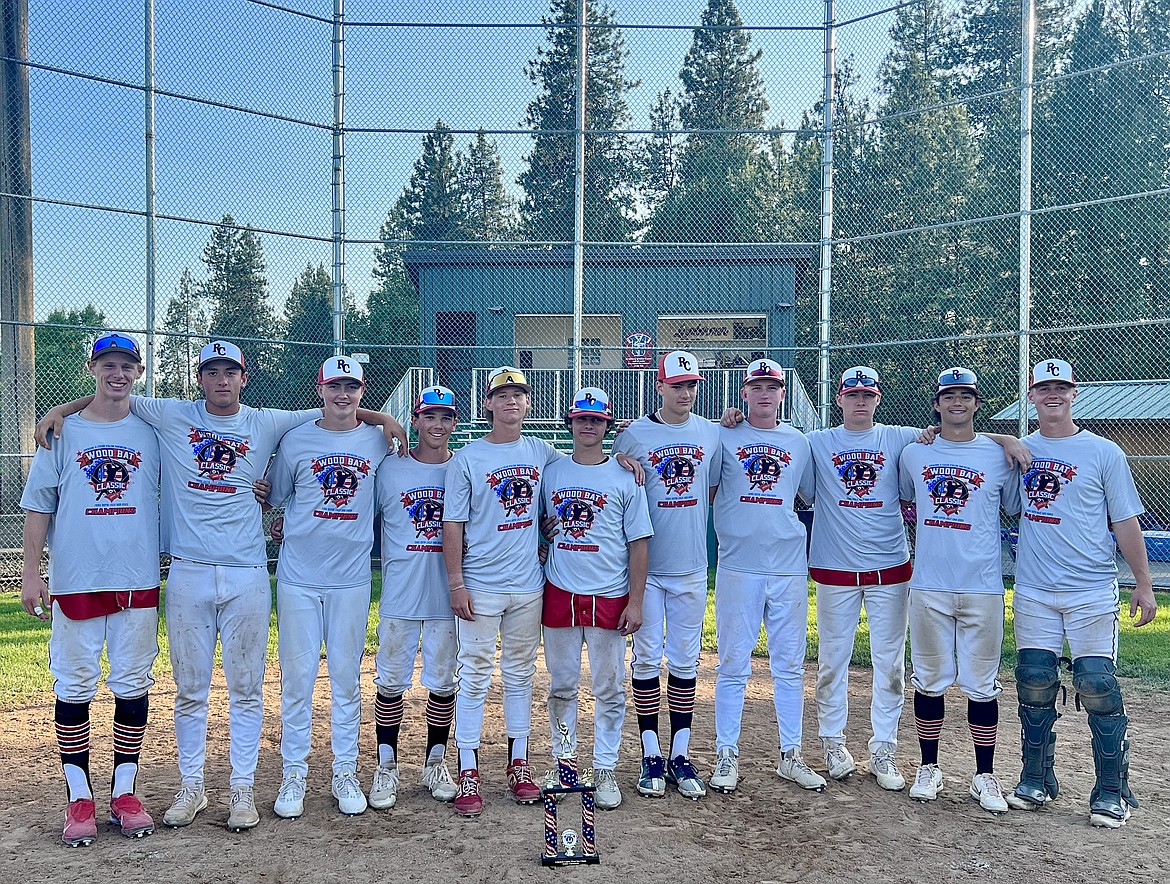 Courtesy photo
The River City Premier 16U baseball team won the championship of the 30-team Spokane/Coeur d'Alene Junior Wood Bat Classic on Monday at Thorco Field in Coeur d'Alene, beating I-5 Toyota Mountain Dew in the title game. The Premier is comprised of boys from Coeur d'Alene High, Sandpoint High, Post Falls High, Freeman High and Ridgeline High. All are sophomores going into their junior year. From left are Jack Florence, Jesse Turner, Jaxon Barcus, Owen Moore, Harrison Evans, Jack Murrell, CJ Jimerson, Owen Field, Connor Wood, Andrew Lehman, and Richie Hackett. Not pictured are head coach Kurt Reese and assistant coaches Donnie Murrell, Richard Hackett and Josh Moore.