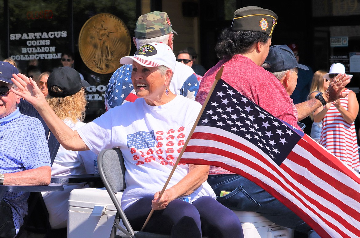 Marilyn Fisher has a good time in the Fourth of July parade on Tuesday in Coeur d'Alene.