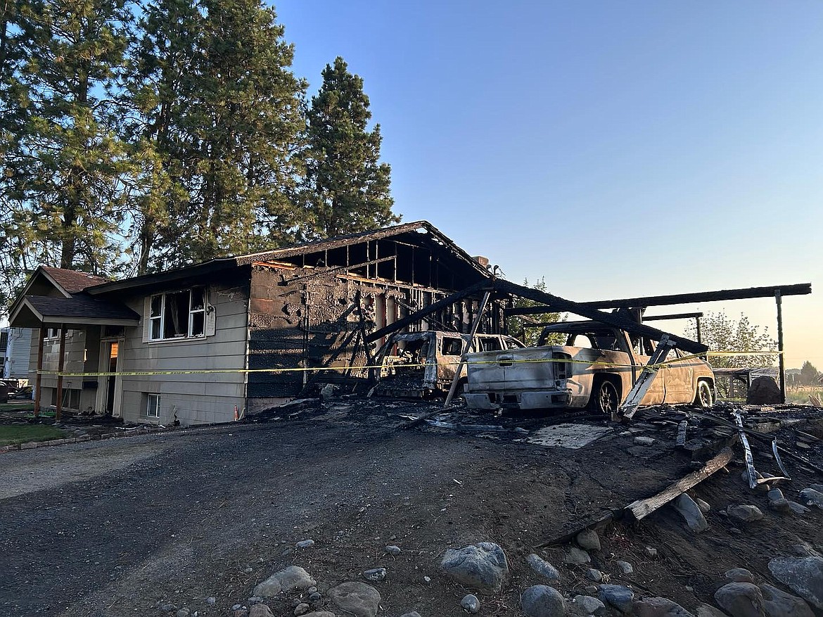 A home in the Othello area was destroyed early Wednesday morning by a fire resulting from fireworks that had been disposed of improperly, according to Adams county Fire District No. 5.