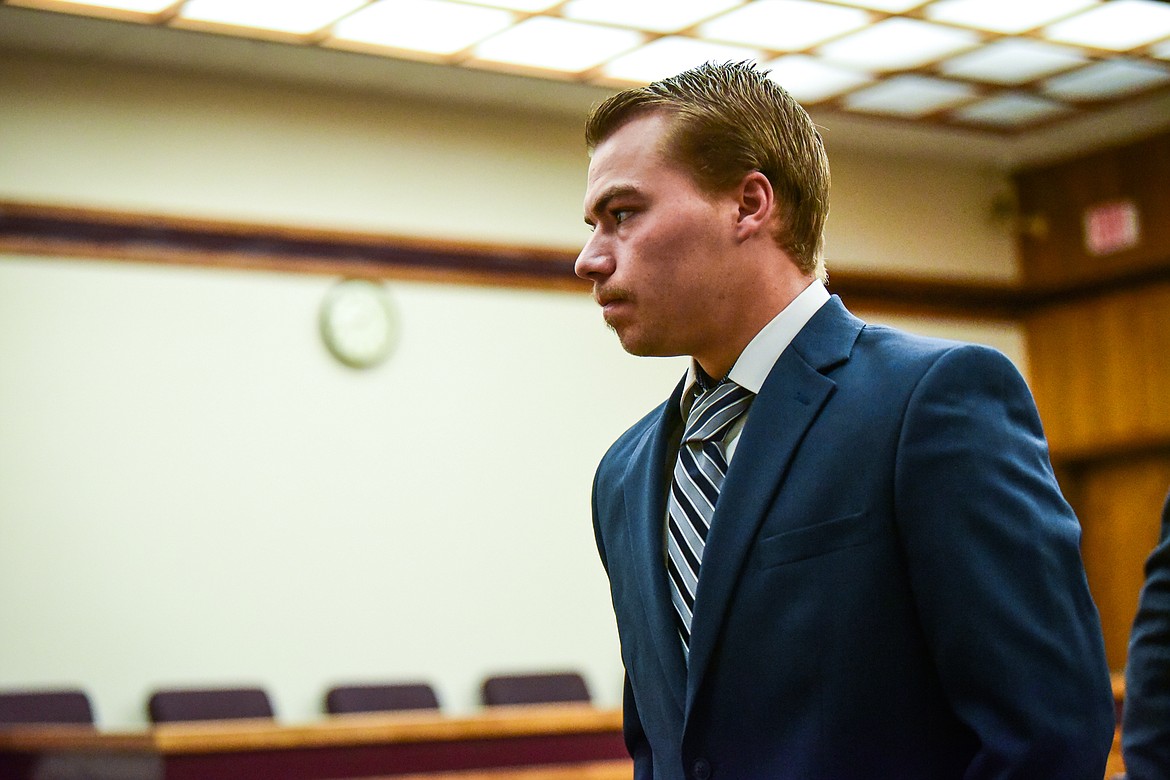 Kaleb Elijah Fleck appears for his arraignment in Flathead County District Court on Thursday, July 6. (Casey Kreider/Daily Inter Lake)