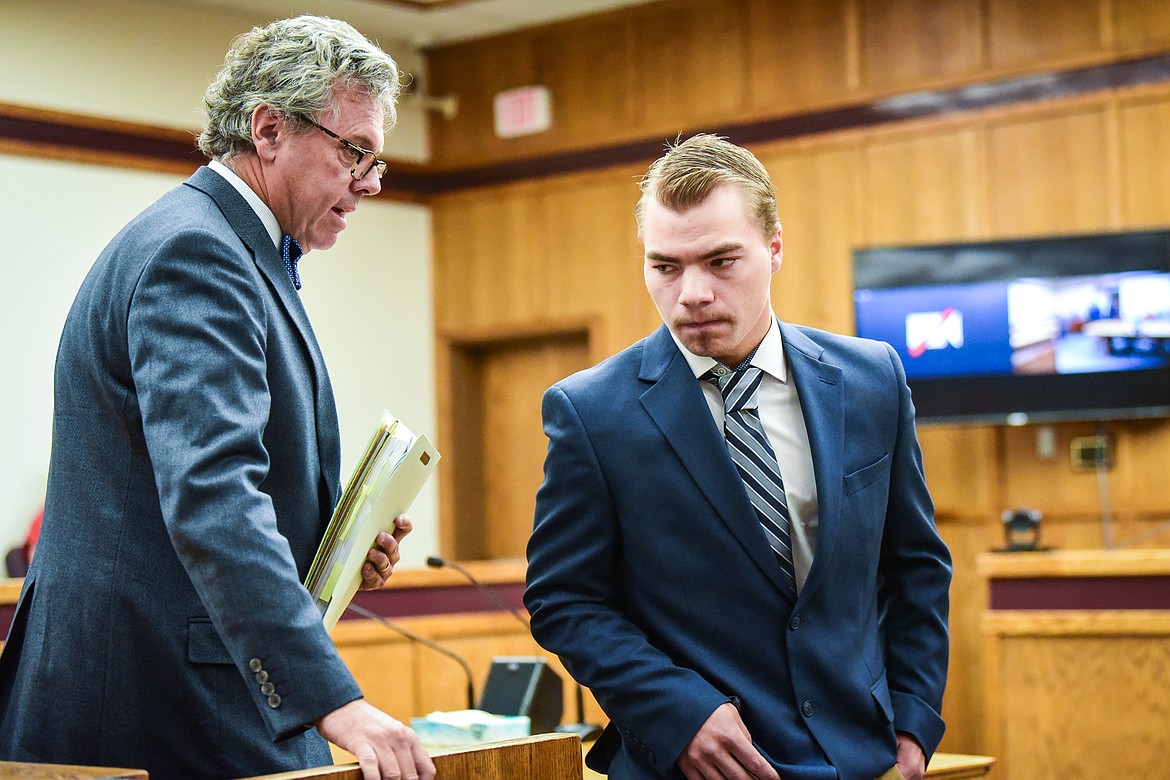 Kaleb Elijah Fleck appears for his arraignment in Flathead County District Court on Thursday, July 6. (Casey Kreider/Daily Inter Lake)