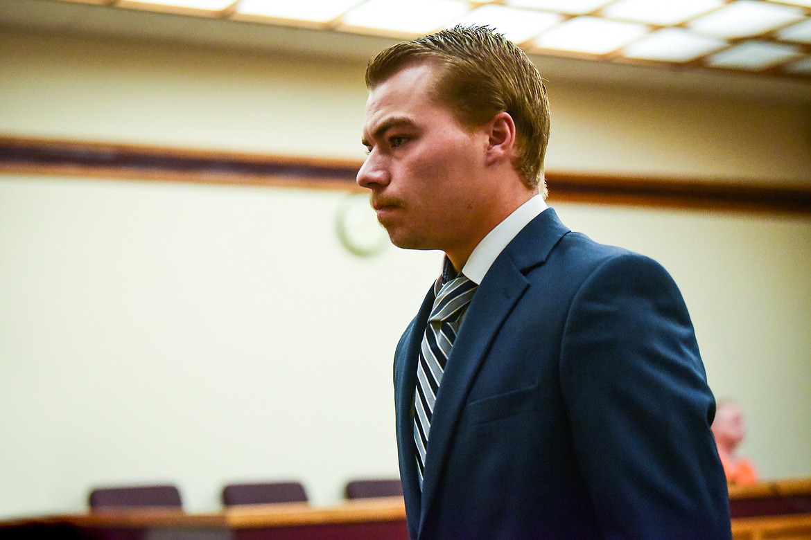 Kaleb Elijah Fleck appears for his arraignment in Flathead County District Court on Thursday, July 6. (Casey Kreider/Daily Inter Lake)