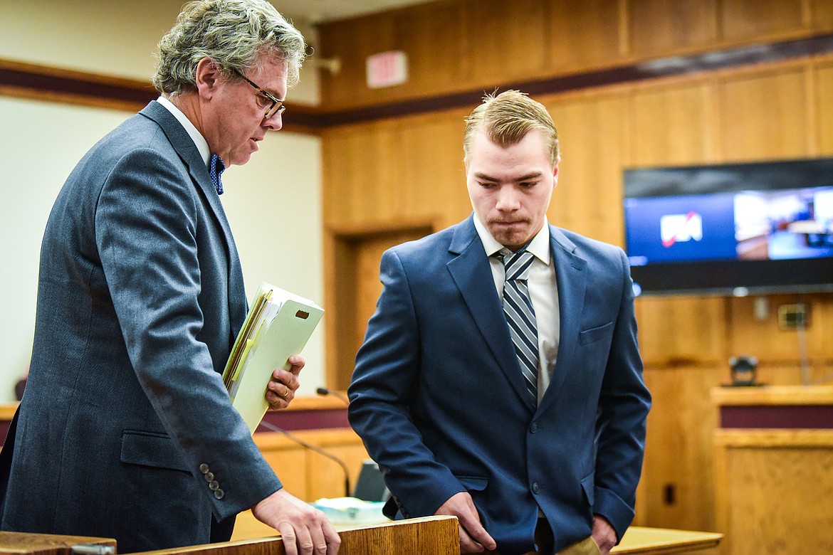 Kaleb Elijah Fleck appears for his arraignment in Flathead County District Court on Thursday, July 6. (Casey Kreider/Daily Inter Lake)