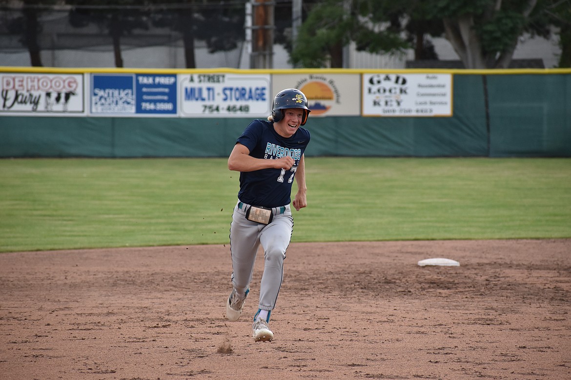 River Dog left fielder Willem Jansen runs to third base, later scoring on the same play.