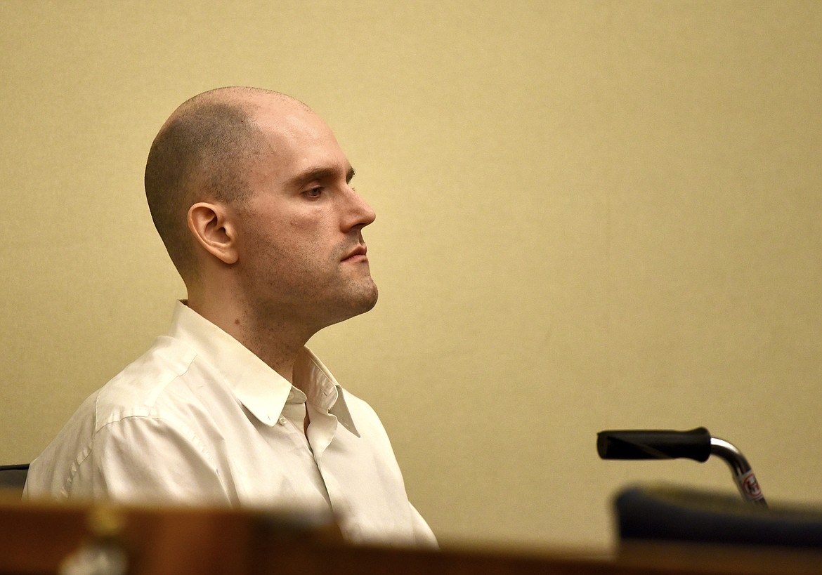 Jonathan Douglas Shaw sits at the defendant's table in Flathead County District Court as his murder trial gets underway July 10, 2023. (Derrick Perkins/Daily Inter Lake)