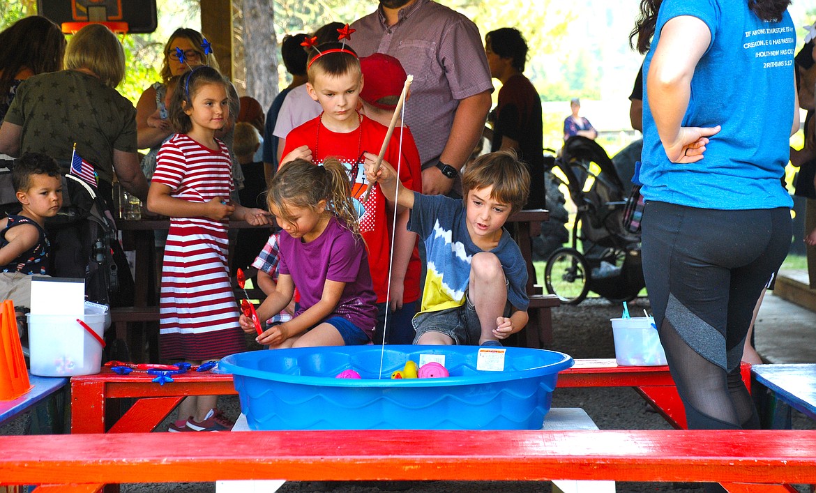 The fishing game with magnetic duckies was a big hit with kids. (Mineral Independent/Amy Quinlivan)