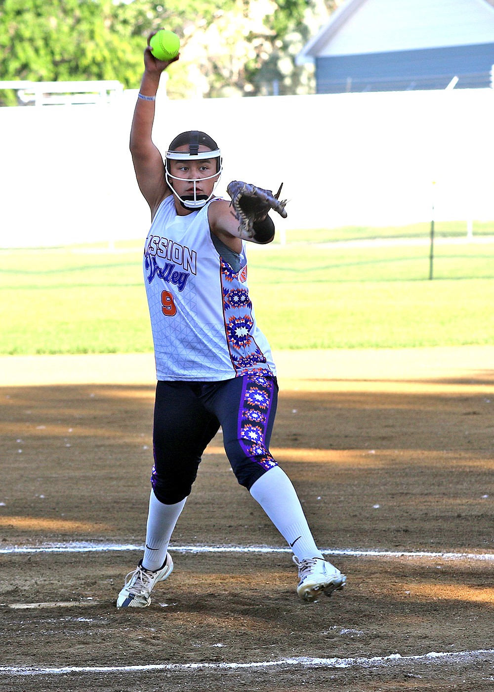 Kieran Incashola of the Mission Valley Stars took to the field for the 2023 Fastpitch Softball State Tournament in Billings. (Bob Gunderson photo)