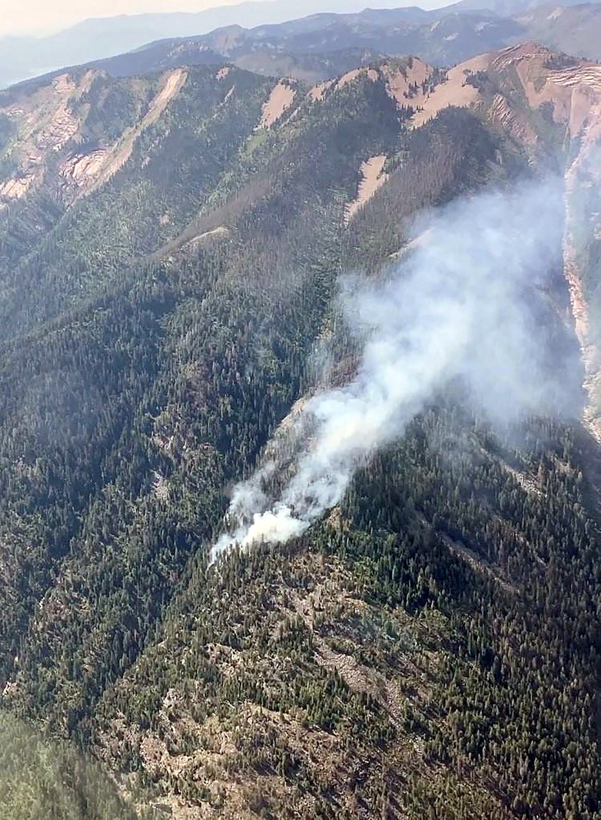 An aerial view of the Bee Top Fire taken on Sunday, July 9.