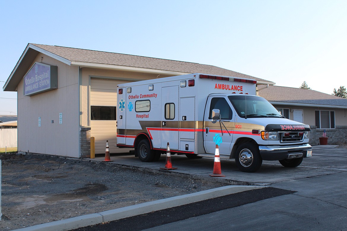 Othello Hospital District voters will consider a request to continue the existing EMS levy in the primary election Aug. 1. The current ambulance hall is pictured; a new one is under construction on the other side of the Othello Community Hospital parking lot.