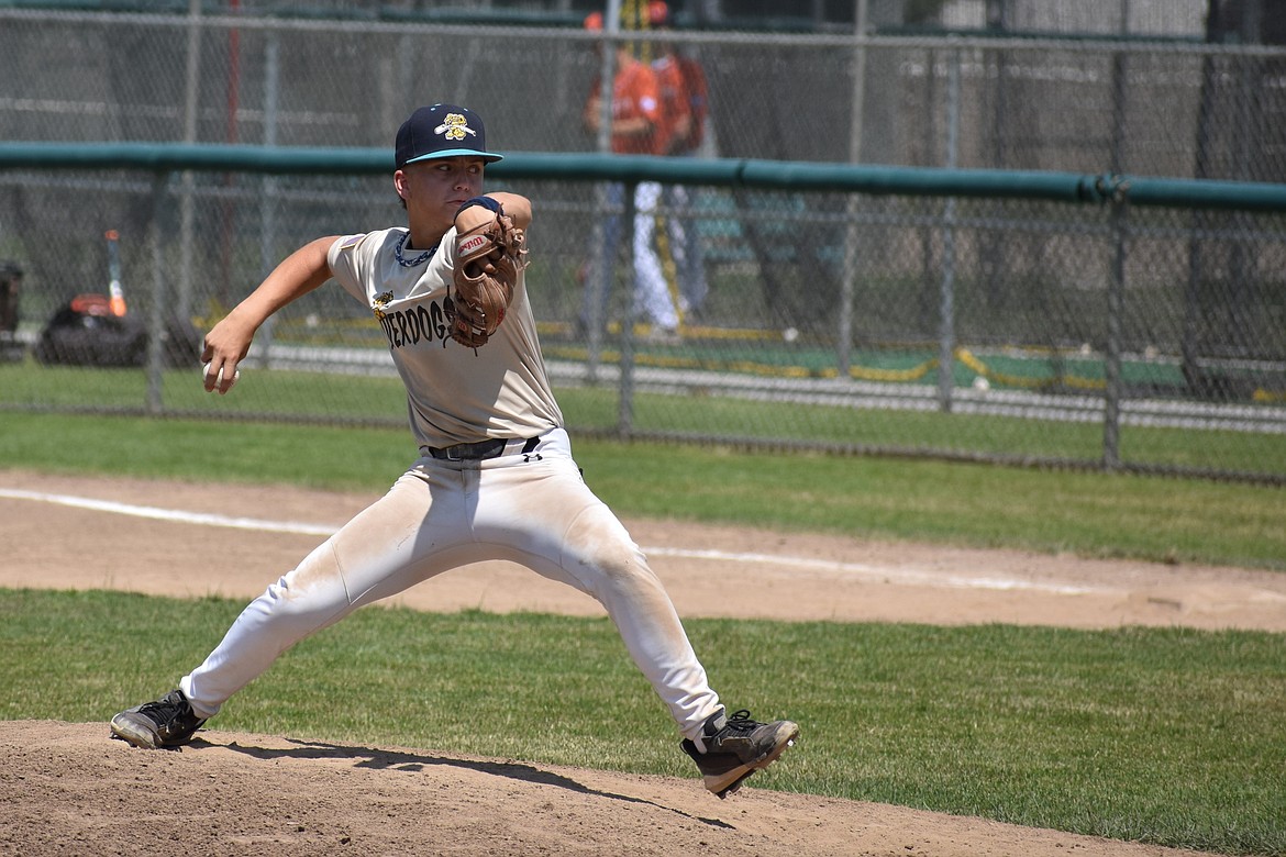 River Dog pitcher Ryan Martinez pitches against the Stilly Venom on Friday afternoon in Moses Lake.