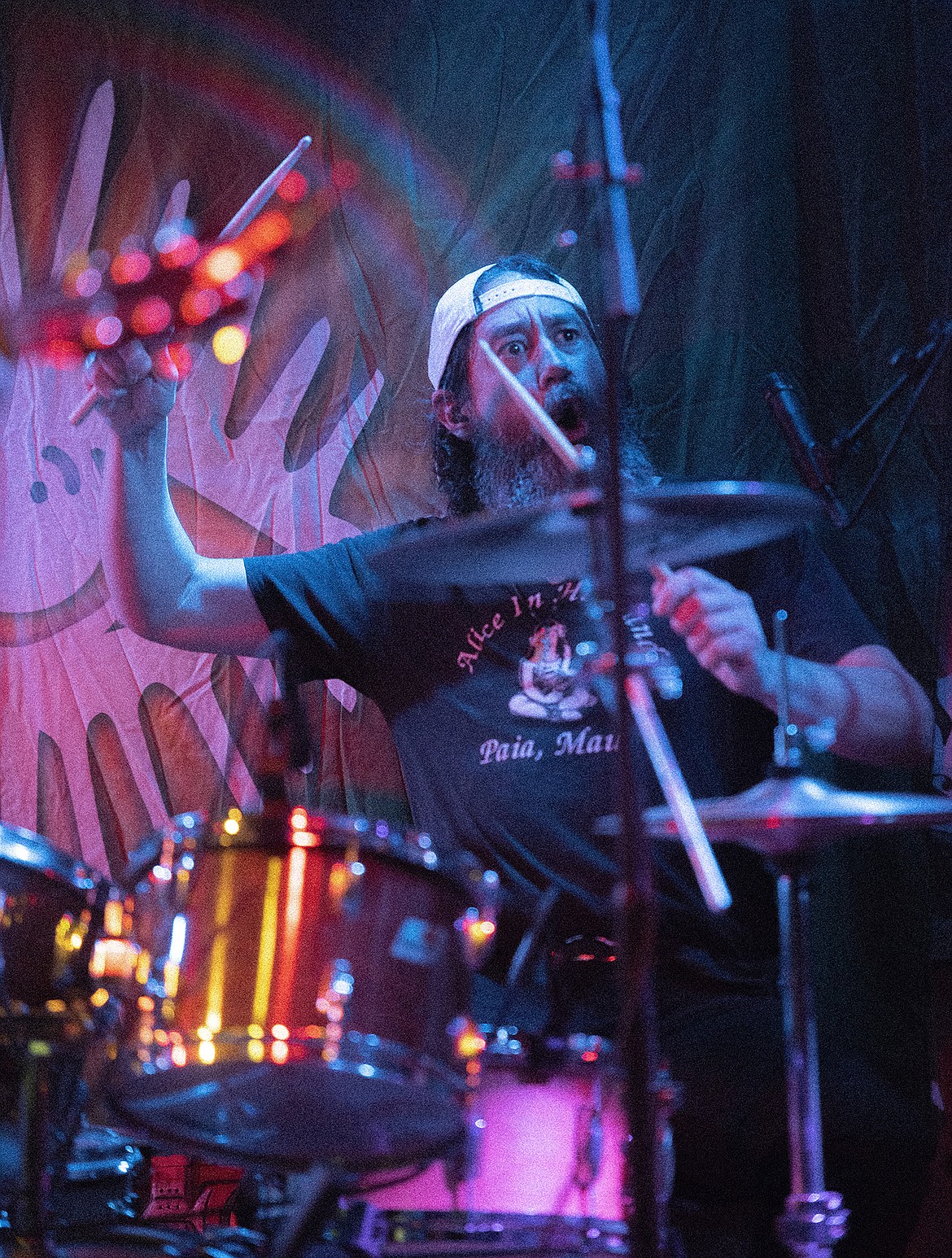 Johnny Wall plays the drums with the Jamie Wyman Band at the Northern in Whitefish. (Amy Boring photo)