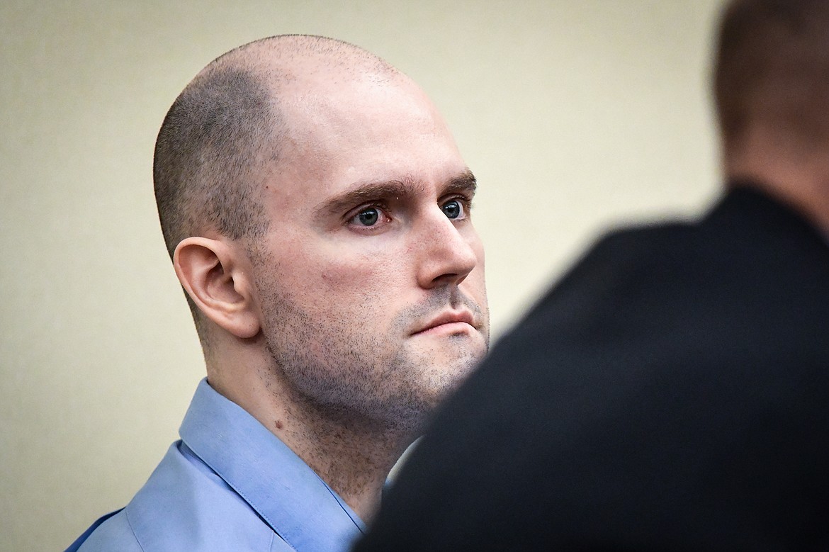 Jonathan Douglas Shaw is shown at his murder trial in Flathead County District Court in Kalispell on Tuesday, July 11. (Casey Kreider/Daily Inter Lake)