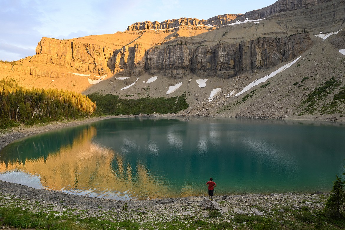 The sun sets over a lake along the Continental Divide in the Bob Marshall Wilderness last week. (Chris Peterson photo)