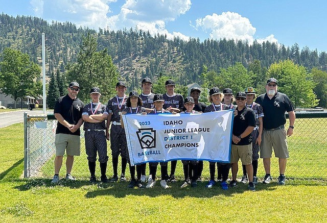 Courtesy photo
The Coeur d'Alene Juniors Little League 14U baseball team has qualified for the West Regional tournament in Bend, Ore., on Aug. 2-10. In the front row from left are Charlie Edwards-Dodge, Brett Martin, Levi Miller, Asher Huntsman and coach Derek Miller; and back row from left, coach Jeff Anstine, Rylan Anstine, Liam Mills, Marek Parson, Kasen Noffke, Talib Larsen, Finlay Moore, Tristen Martin and manager Lonnie Hayes. Not pictured is Maverick Lanigan. The team is having a fundraiser car wash on Saturday from 8 a.m. to noon at Runge Furniture.