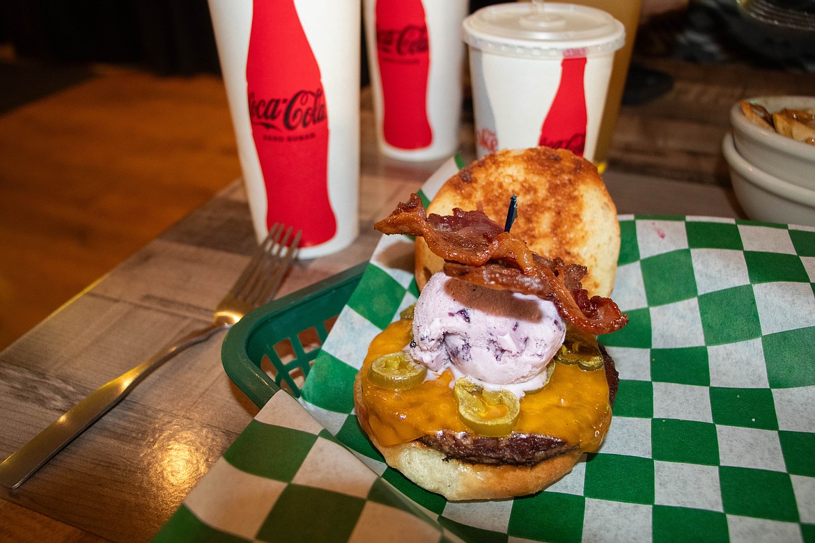 The Huckleberry Burger, with huckleberry ice cream, is a fan favorite at Front Porch Dewey Burger & Fish Co. in Eureka. (Kate Heston/Daily Inter Lake)