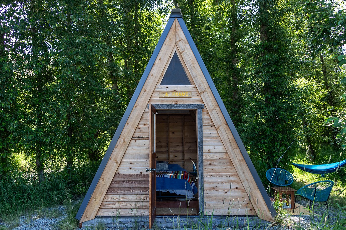 The A-Frame cabin is the newest addition to the glamping set up at Tobacco River Ranch in Eureka. (Kate Heston/Daily Inter Lake)