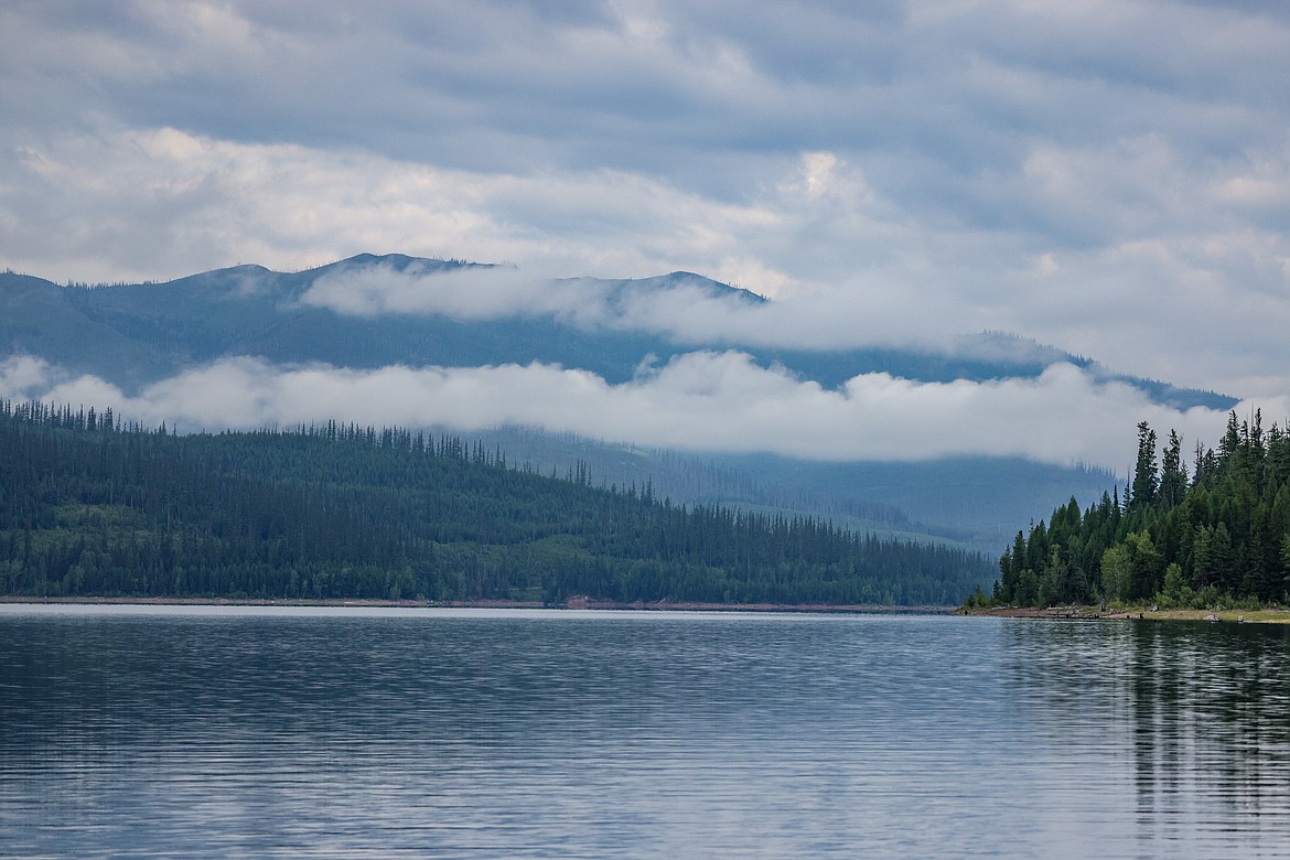 A view of Hungry Horse Reservoir from the Canyon Creek boat launch on Wednesday, July 12, 2023. (JP Edge/Hungry Horse News)