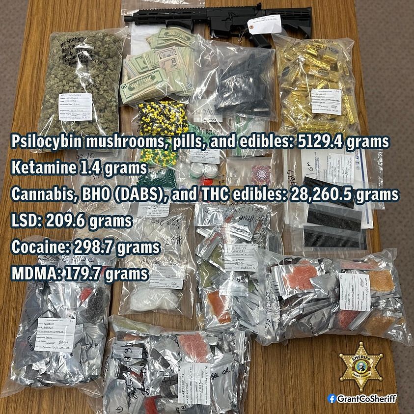 An announcement from the Grant County Sheriff's Office indicated that the items pictured above were confiscated during operations associated with the Dead and Co. concert held last weekend. Dead and Co. is a band that includes original members of the Grateful Dead.