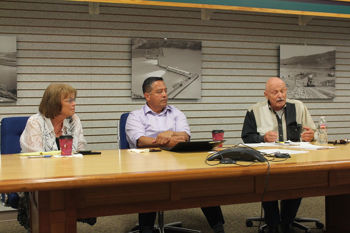 From left, state legislators Judy Warnick, Alex Ybarra and Tom Dent - all Republicans - talked about energy prices and the impact of new state laws during a town hall Wednesday in Quincy.