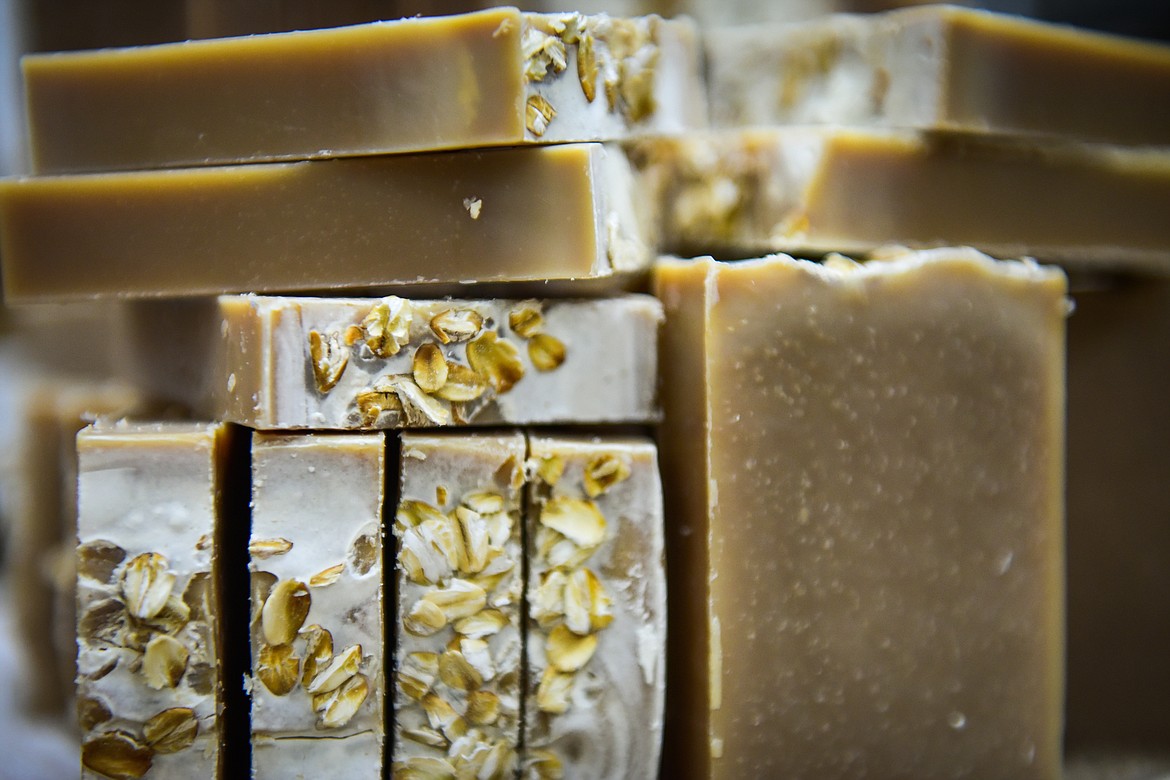 Oatmeal Stout organic handmade bar soap at Modern Roots Natural Soap & Body Care in Evergreen on Friday, July 14. (Casey Kreider/Daily Inter Lake)