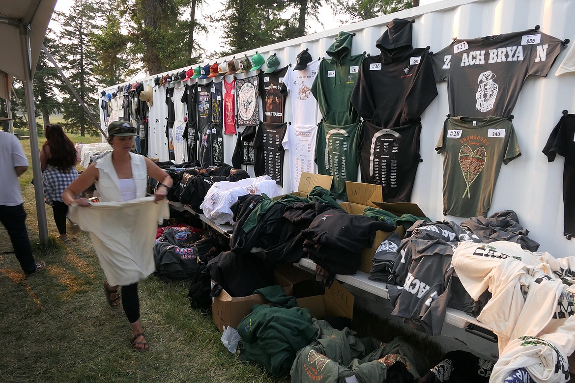 Merchandise for sale at the Under the Big Sky music festival on Friday, July 14, 2023. (Matt Baldwin/Daily Inter Lake)