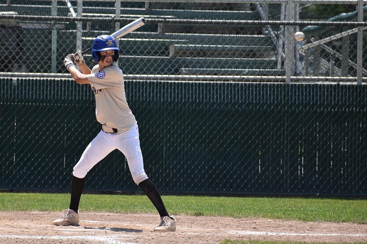 River Dog Dagen Enquist stands in the batter’s box against the Stilly Venom on July 7.