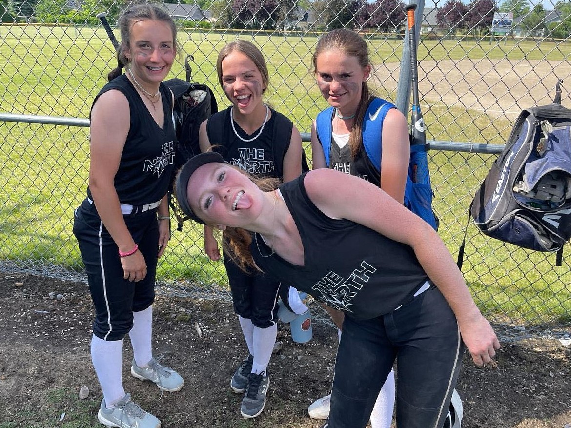 Four players from The North share some smiles and laughs at the Summer River Bash tournaments this past weekend. Back row, from left, Ryelle Short, Hannah Frago, and Jennifer Petersen. In front, Ava Frederickson.