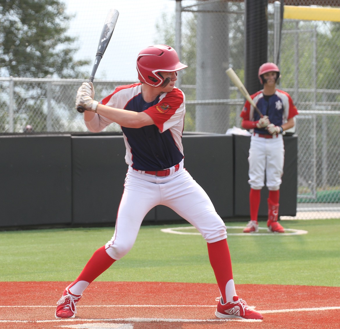 Greysen Johnson stands in the batter's box in a game earlier this season. Johnson hit a walk-off single in the bottom of the seventh inning to propel the Lakers over Orofino, 8-7.