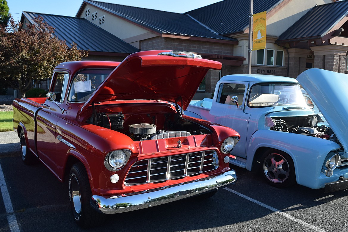 Car owners show off their classic cars inner workings during Friday’s slow drag competition.