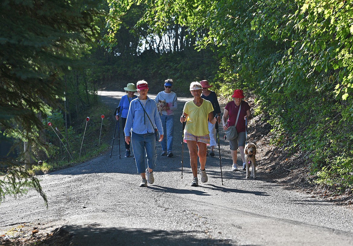 The Whitefish Walkers walked near the lake last week. (Julie Engler/Whitefish Pilot)