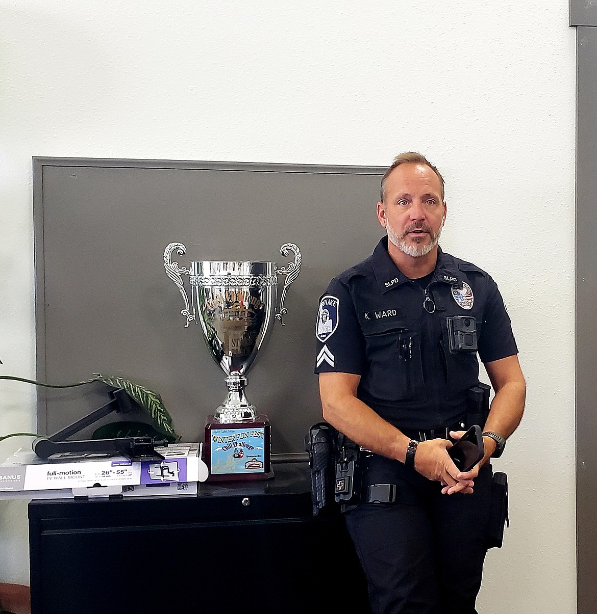 Spirit Lake Police and Student Resource Officer Kevin Ward is the last policeman on the Spirit Lake Police Department after a series of resignations since November of 2022.