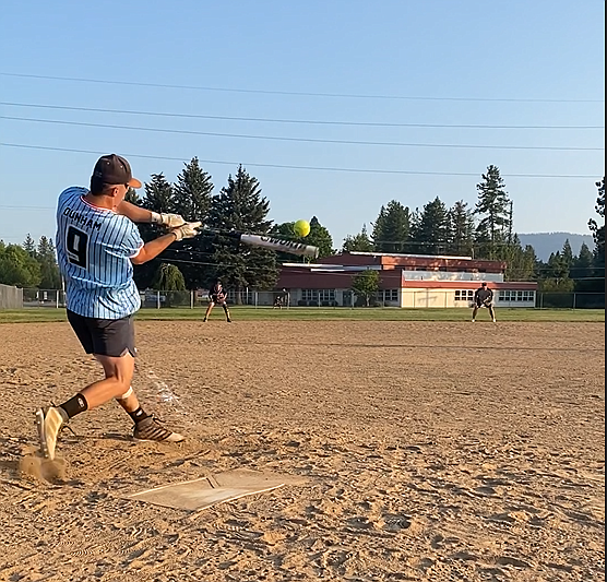 Jesse Dunham blasts a home run for the Boundary County all-star team.