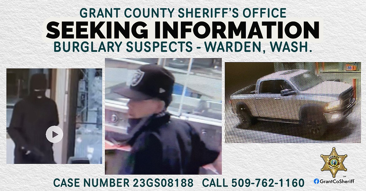 The Grant County Sheriff’s Office is seeking information as to the identities of these two men, wanted for a Warden-area burglary last week.