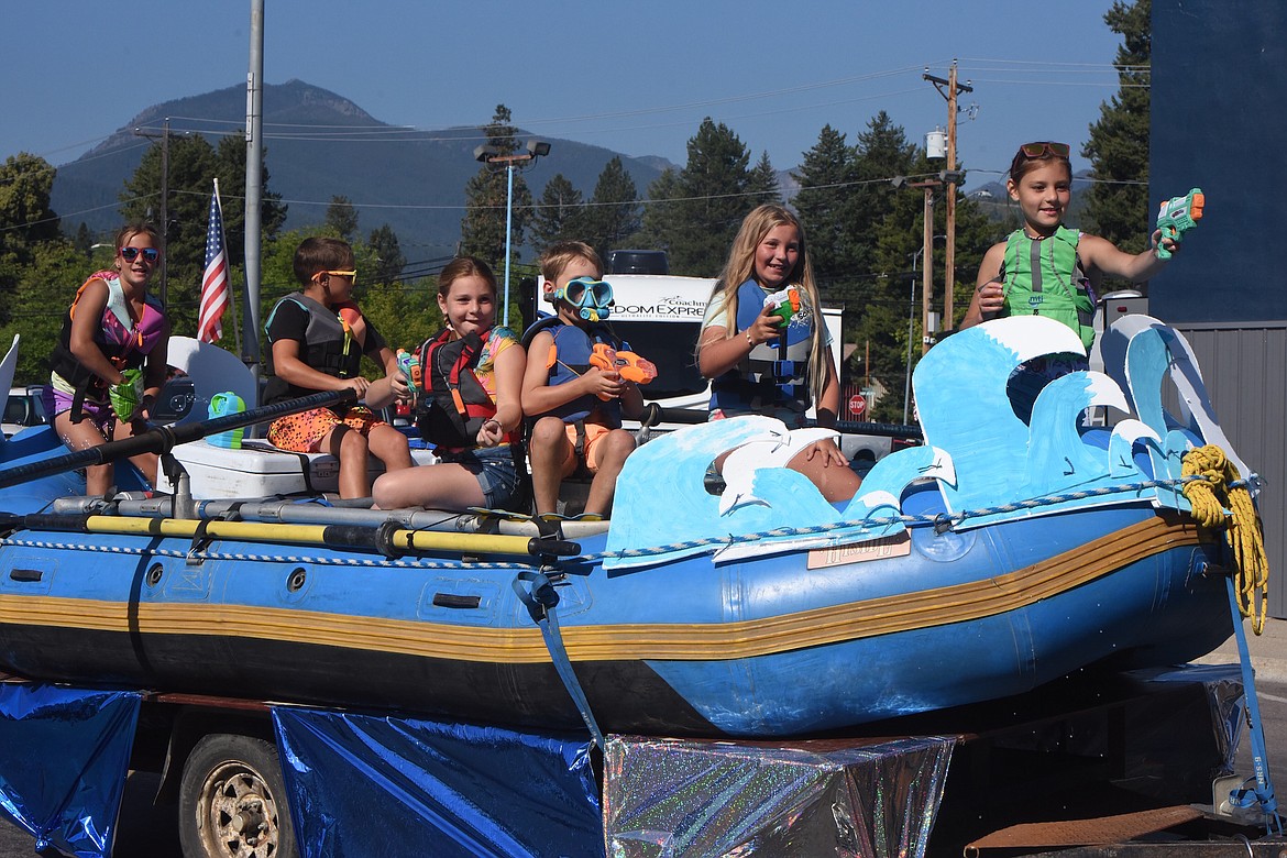 A raft made for an appropriate float in last week's Lincoln County Junior Fair Parade on Mineral Avenue in Libby Friday morning. (Scott Shindledecker/The Western News)